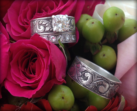 western engraved engagement rings